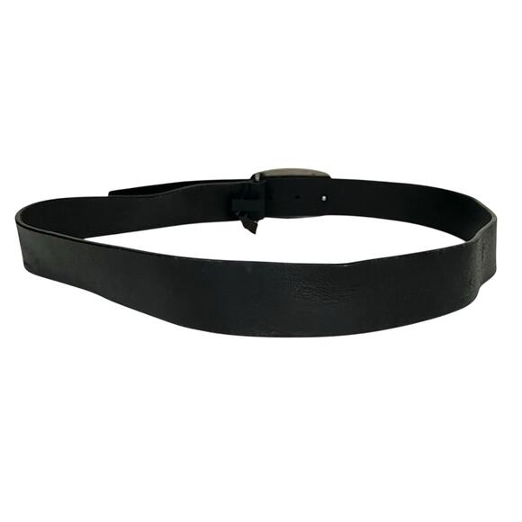 Calvin Klein Jeans Unisex Belt Black Leather w/ Large Metal Buckle Spellout Sz L - Picture 5 of 6